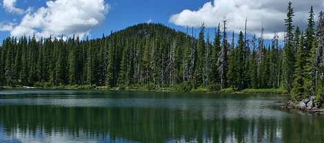 Potato Butte rises above Sheep Lake