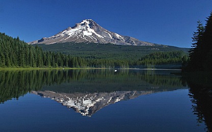 Mt. Hood rises to the north of Trillium Lake